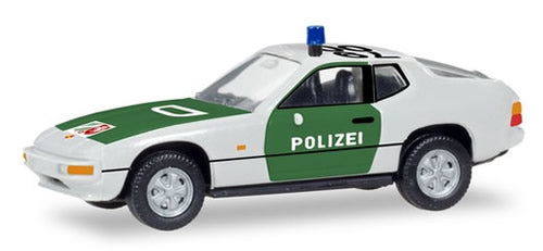 Herpa 94078 HO Scale Porsche 924 - Assembled -- Police (white, green, German Lettering)