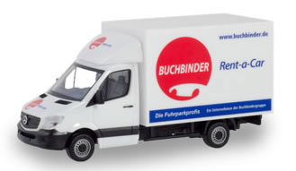 Herpa 94702 HO Scale Mercedes-Benz Sprinter Box-Body Delivery Truck - Assembled -- Buchbinder (white, purple, German Lettering)