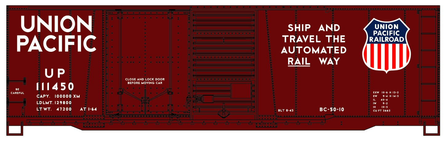 Accurail 3818 Ho 40' Combin Door Steel Bx Up