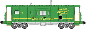 Bluford Shops 40091 N Scale International Car Half-Bay Window Caboose - Ready to Run -- Illinois Terminal 985 (green, yellow, Road of Personalized Services Slogan)