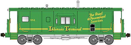 Bluford Shops 40091 N Scale International Car Half-Bay Window Caboose - Ready to Run -- Illinois Terminal 985 (green, yellow, Road of Personalized Services Slogan)