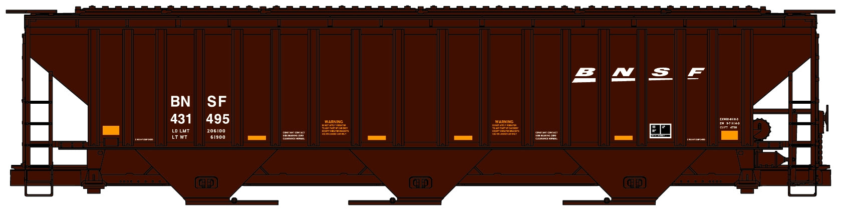 Accurail 6537 Ho Ps 3-Bay Cvd Hopper Bnsf