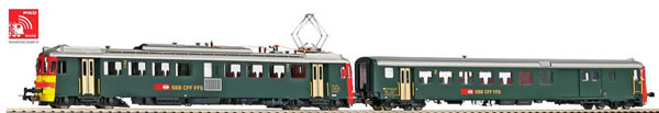 Piko 96836 HO Scale 1/87 Rbe 4/4 Electric Railcar & Cab Car Seetal SBB IV Sound