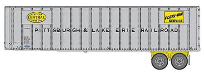Walthers Scenemaster 2611 HO Scale Flexi-Van 40' Trailer 2-Pack - Assembled -- Pittsburgh & Lake Erie (yellow NYC logo, Flexi-Van placards; end doors)