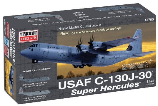Minicraft 14700 1/144 C130J30 Super Hercules USAF Aircraft