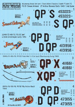 Warbird Decals Kits World 148017 1/48 P51D Sweet Arlene, Jan, Iron Ass, My Achin Back