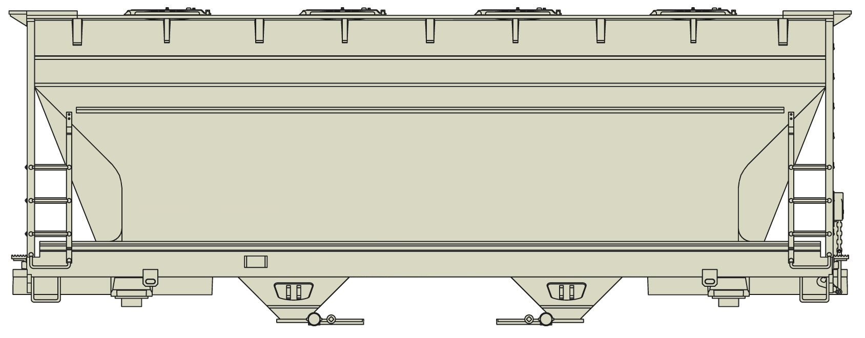 Accurail 2200 Ho 2-Bay Acf Cvd Hopper Undec