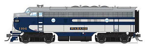 Broadway Limited 6696 HO Scale EMD F7A - Sound and DCC - Paragon4 -- Wabash 1104A (blue, gray, white)