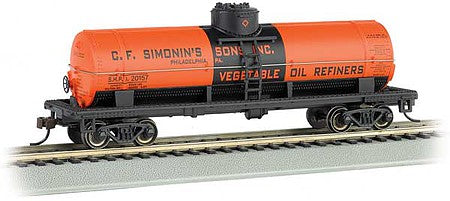 Bachmann 17803 HO Scale 40' Single-Dome Tank Car - Ready to Run - Silver Series(R) -- C.F. Siminin's Sons 20157 (orange, black)