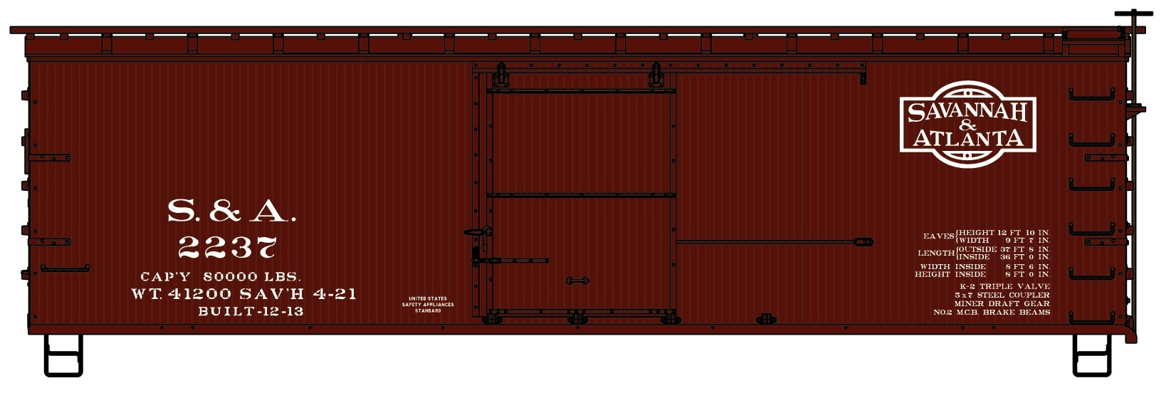 Accurail 1309 Ho 36' Dbl Sht Wood Boxcar S&A