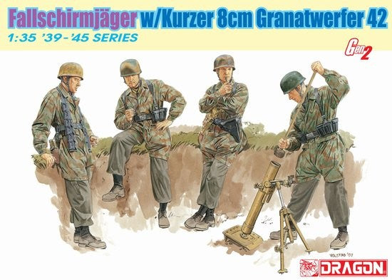 Dragon Models 6373 1/35 Fallschirmjager 8cm GrW42 Mortar Gun w/4 Crew