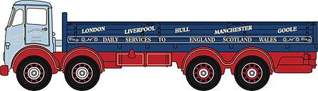 Oxford nfg014 N Scale Foden FG 8 Wheel Low-Side Dropside Truck - Assembled -- Dennys Transport (blue, red)