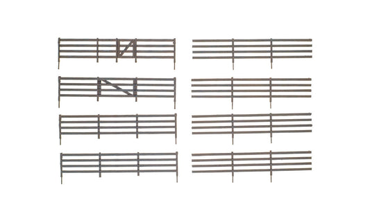 Woodland Scenics 2981 HO Scale Log Fence - Kit with Gates, Hinges & Planter Pins -- Total Scale Length: 192' 58.5m