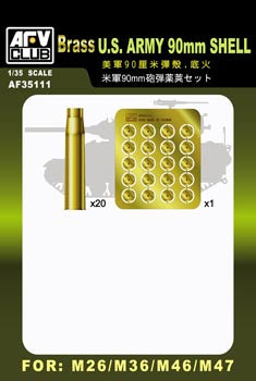 AFV Club 35111 1/35 US Army 90mm Ammo Shells for M26/M36/M46/M47 (Brass)