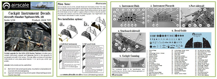 Airscale 2414 1/24 Hawker Typhoon Mk 1B Instrument Panel (Decal) (D)