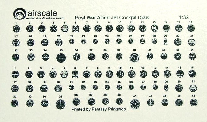 Airscale 3201 1/32 Early Allied Jets Instrument Dials (Decal)