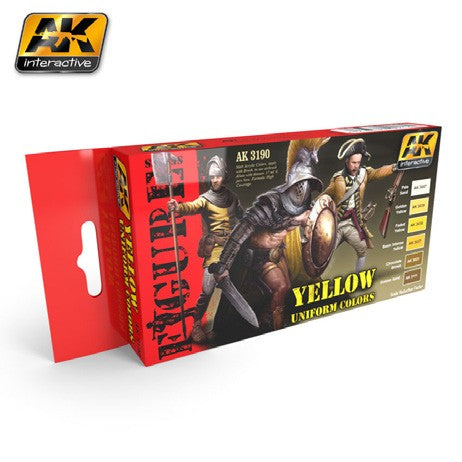 AK Interactive 3190 Figure Series: Yellow Uniform Colors Acrylic Paint Set (6 Colors) 17ml Bottles (D)