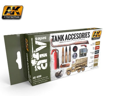 AK Interactive 4000 AFV Series: Tank Accessories Acrylic Paint Set (6 Colors) 17ml Bottles (D)