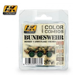 AK Interactive 4175 Color Combos: Bundeswehr Desert Camouflage Acrylic Paint Set (3 Colors) 17ml Bottles (D)