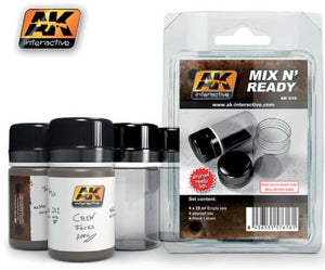 AK Interactive 616 Mix N' Ready 35ml Empty Bottles w/Labels (4)