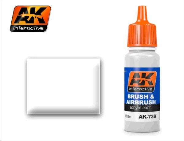 AK Interactive 738 White Acrylic Paint 17ml Bottle (D)
