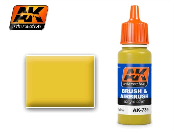 AK Interactive 739 Yellow Acrylic Paint 17ml Bottle (D)