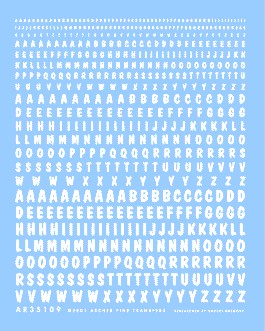 Archer Fine Transfers 35109W Generic Lettering WWII Allied Vehicles (White) (no scale)