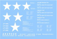 Archer Fine Transfers 49020 1/48 T26 Pershing Tank Generic Markings