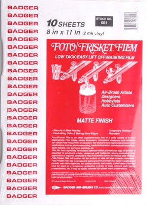 Badger 601 Matte Foto/Frisket Film 8.5"x11" (10/Pk)