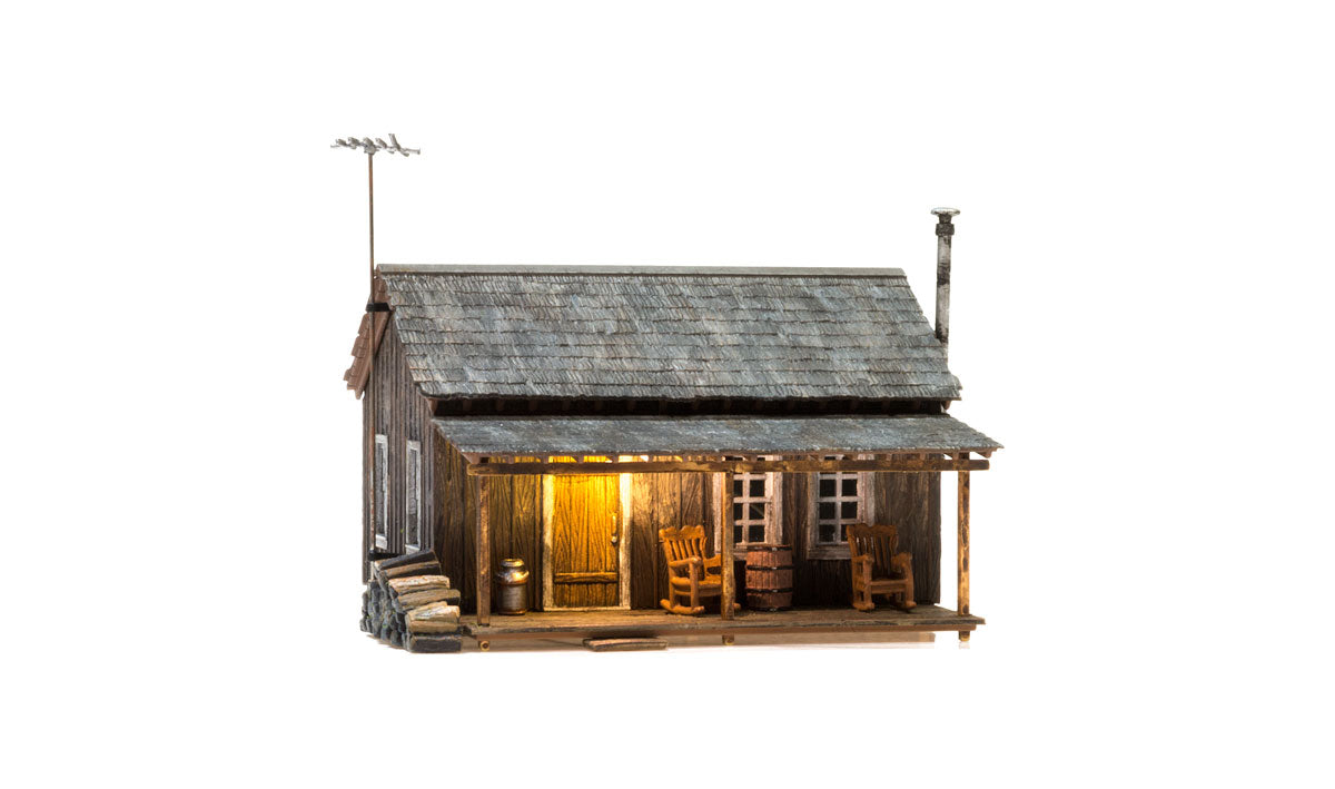 Woodland Scenics 5065 HO Scale Rustic Cabin - Built-&-Ready(R) Landmark Structure(R) w/Exterior Light -- Assembled - 3-1/4 x 3 x 2-13/16" 8.3 x 7.6 x 7.1cm