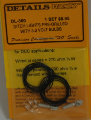 Details West 360 HO Ditch Lights Pre-Drilled w/3.0v Bulbs (1 Set)