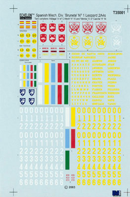 Echelon Decals 35001 1/35 Spanish Mechanized Div Brunete No.1 Leopard 2A4 MBT 