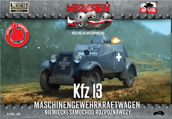 First to Fight 6 1/72 WWII Kfz13 German Recon Armored Car w/Machine Gun