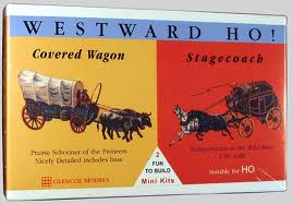 Glencoe Models 3601 1/90 Westward Ho: Covered Wagon w/Bison & Stagecoach w/Horses