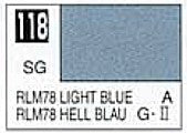 Mr Hobby Paints 118 Lacquer Based Semi-Gloss Light Blue RLM78 10ml Bottle (6/Bx)