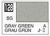 Mr Hobby Paints 128 Lacquer Based Semi-Gloss Gray Green 10ml Bottle (6/Bx)