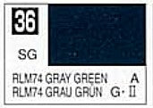 Mr Hobby Paints 36 Lacquer Based Semi-Gloss Gray Green RLM74 10ml Bottle (6/Bx)