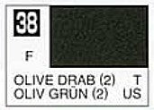 Mr Hobby Paints 38 Lacquer Based Flat Olive Drab 10ml Bottle (6/Bx)