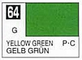 Mr Hobby Paints 64 Lacquer Based Gloss Yellow Green 10ml Bottle (6/Bx)