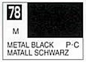 Mr Hobby Paints 78 Lacquer Based Metallic Black 10ml Bottle (6/Bx)