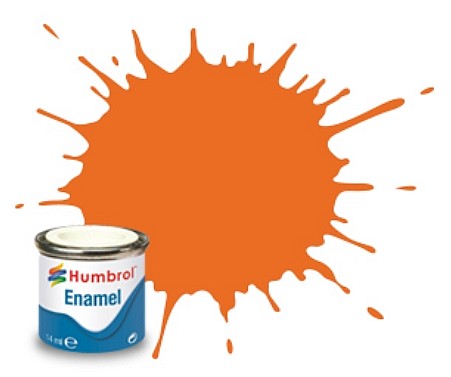 Humbrol 18 14ml. Enamel Gloss Orange Tinlets (6)