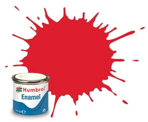 Humbrol 19 14ml. Enamel Gloss Bright Red Tinlets (6)