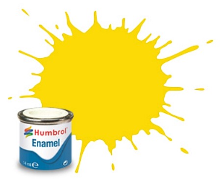 Humbrol 69 14ml. Enamel Gloss Yellow Tinlets (6)