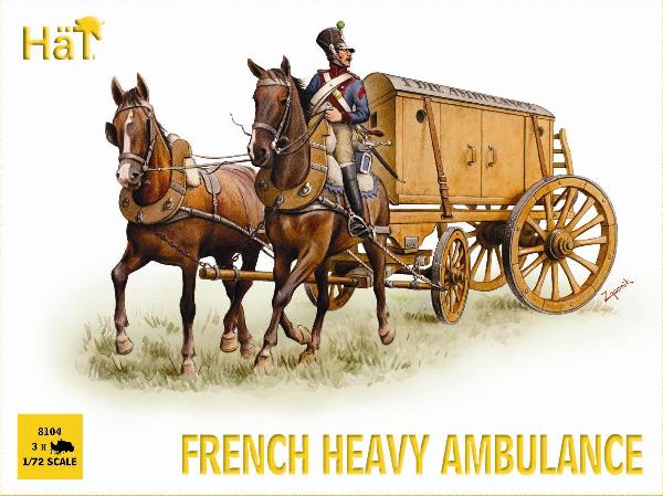 Hat Industries 8104 1/72 Napoleonic French Heavy Ambulance (3 w/3 Figs & 6 Horses)