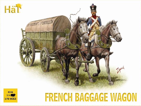 Hat Industries 8106 1/72 Napoleonic French Horse Drawn Baggage Wagon (3 Sets)