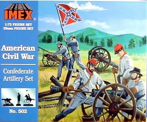 Imex 502 1/72 Civil War Confederate Artillery (25, 4 horses, 3 cannons, limber wagon)