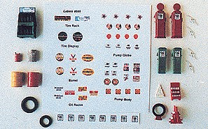 JL Innovative 505 HO Post 1940's Gas Station Detail Set (16) w/54 Signs