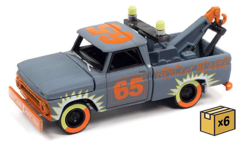 Johnny Lightning JLSP209-A-CASE 1/64 Scale 1965 Chevrolet Tow Truck in Flat Smoke Blue-Gray