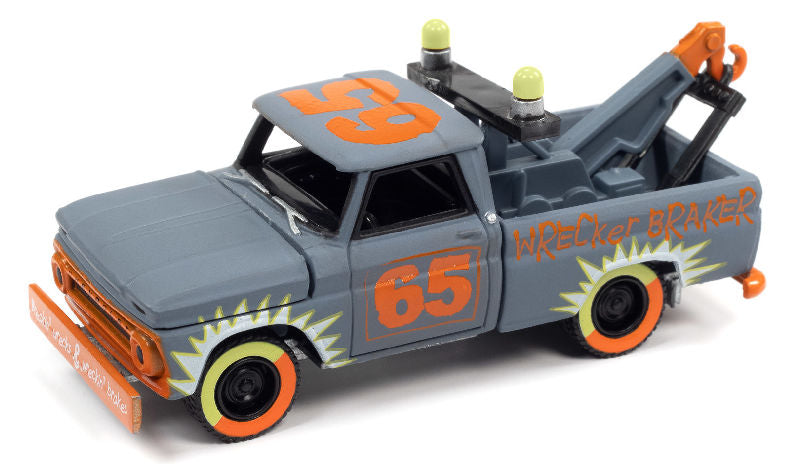 Johnny Lightning JLSP209-A 1/64 Scale 1965 Chevrolet Tow Truck in Flat Smoke Blue-Gray