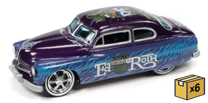 Johnny Lightning JLSP238-CASE 1/64 Scale Rat Fink - 1949 Mercury in Passion Purple and
